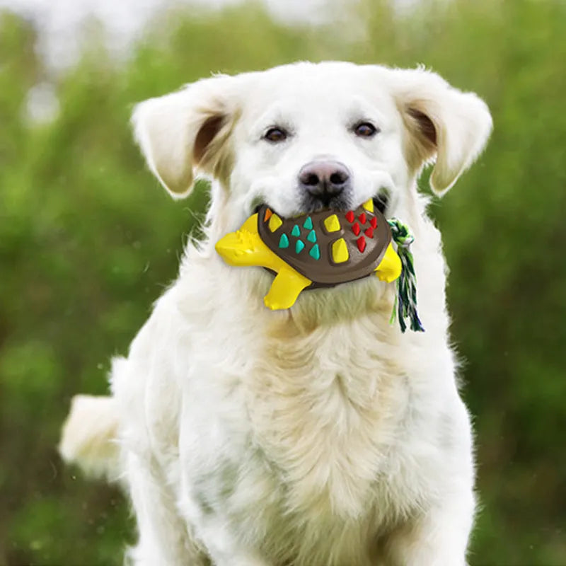 Natural rubber dog toothbrush chew toy with mint flavour and knot tail for dental care