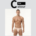 Men's black mesh briefs with low waist design showing elastic fabric texture