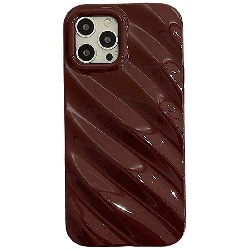 Nordic style pleated silicone iPhone case with laser detailing in silver colour.