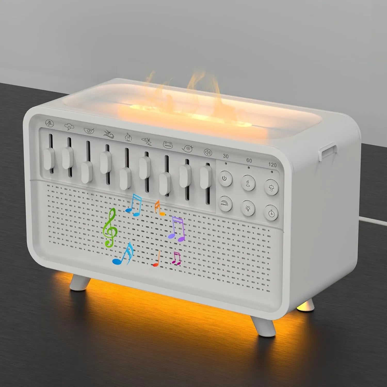 White European style geometric 3-in-1 Bluetooth speaker white noise sleep machine with humidifier and night light