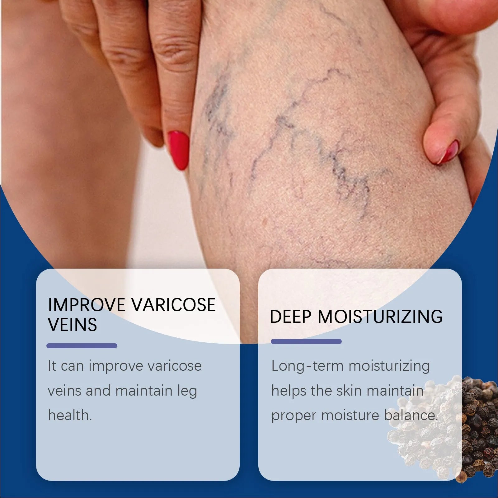 30ml bottle of leg care spray with menthol and ginger extract for massage
