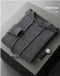 Men's light grey cashmere hooded sweatshirt and matching trousers set for winter leisure wear