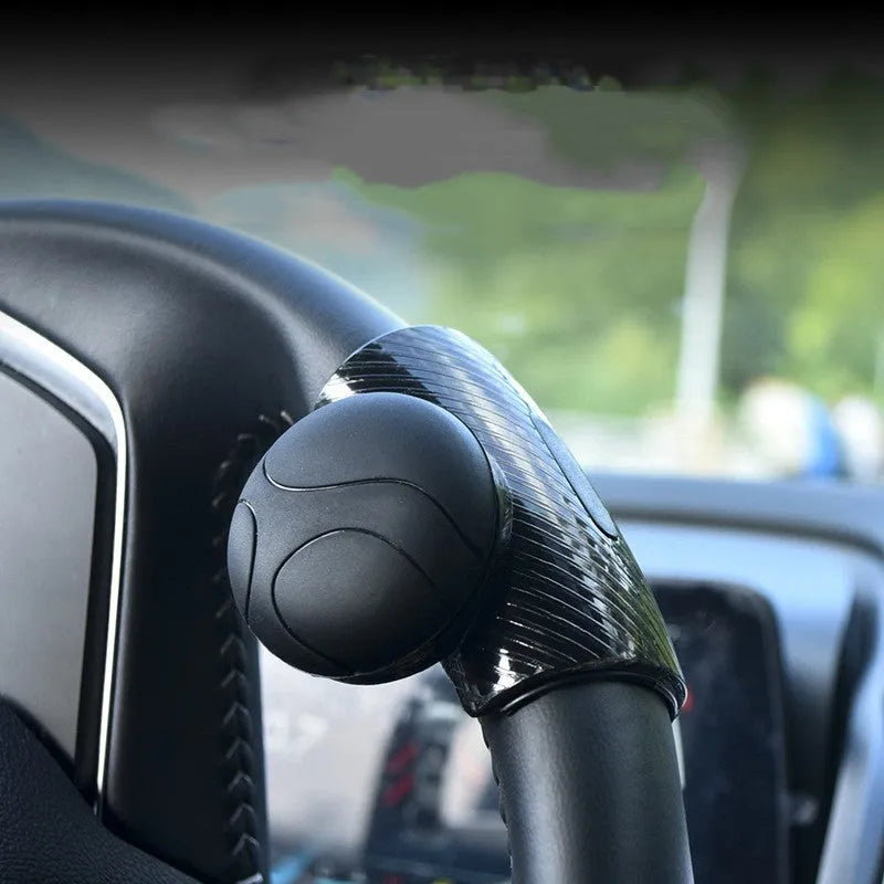 Black steering wheel assist ball with 9cm silicone grip and metal bearing for single-hand steering