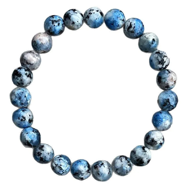 Handmade blue K2 Azurite stone beaded bracelet with geometric pattern in New Chinese style