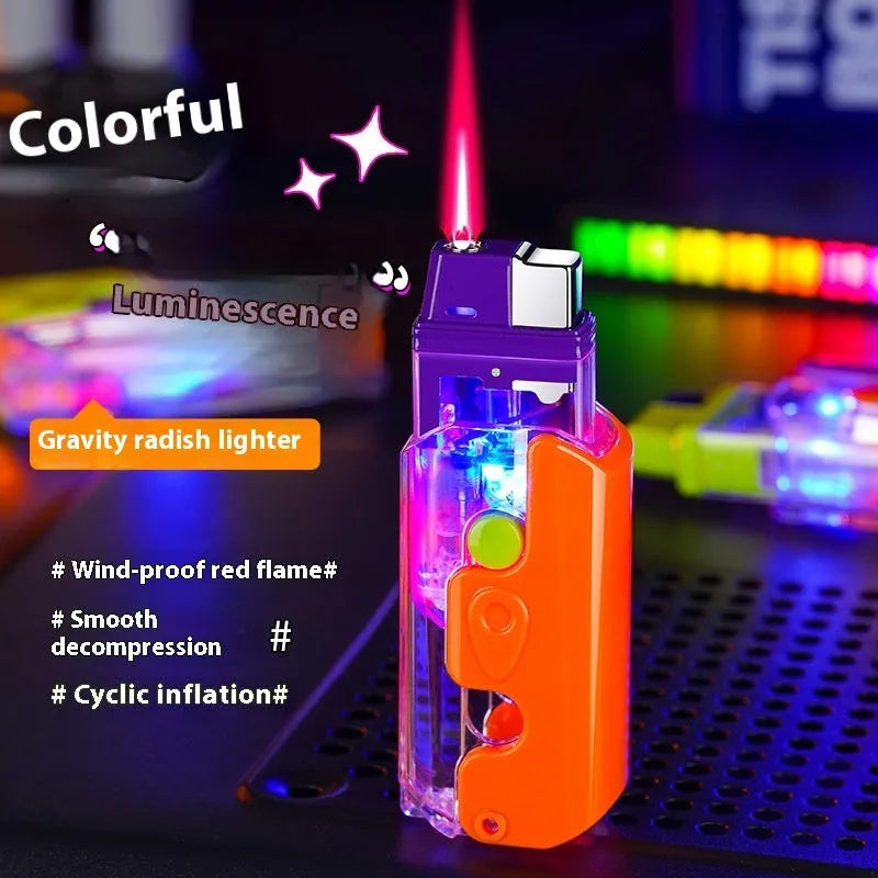 Orange luminous radish lighter with wind-resistant plastic construction measuring 8cm length