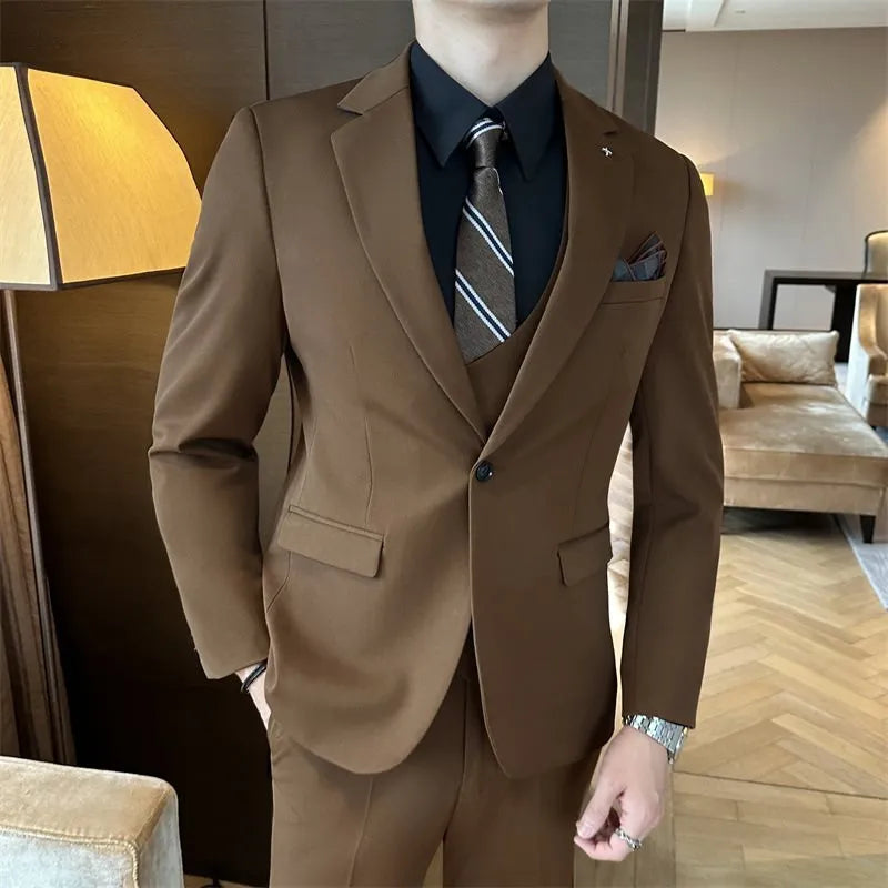 Men's slim-fit business formal wear in chemical fibre blend with viscose composition, available sizes M to 7XL