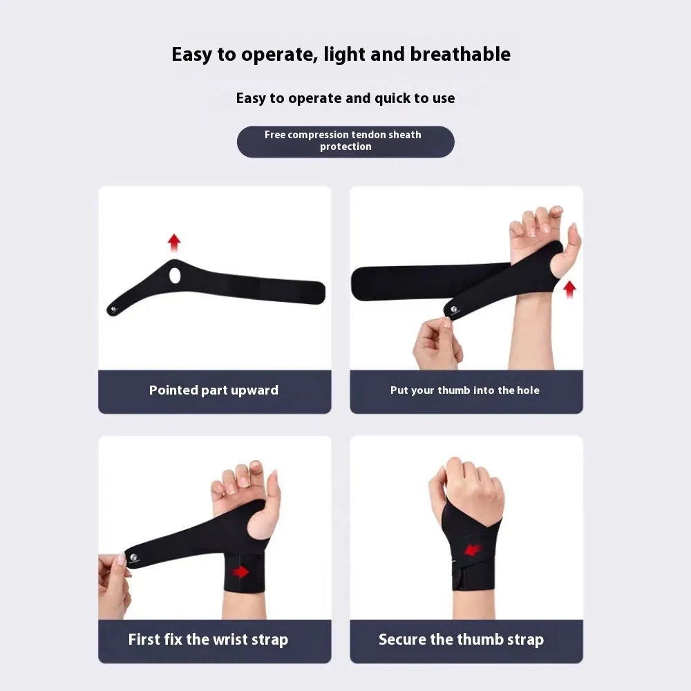 Athletic wristguards in black with adjustable hook-and-loop closure for wrist support during sports