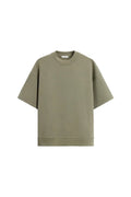 Loose double-sided cloth texture short sleeve set with round collar and matching shorts in blue colour