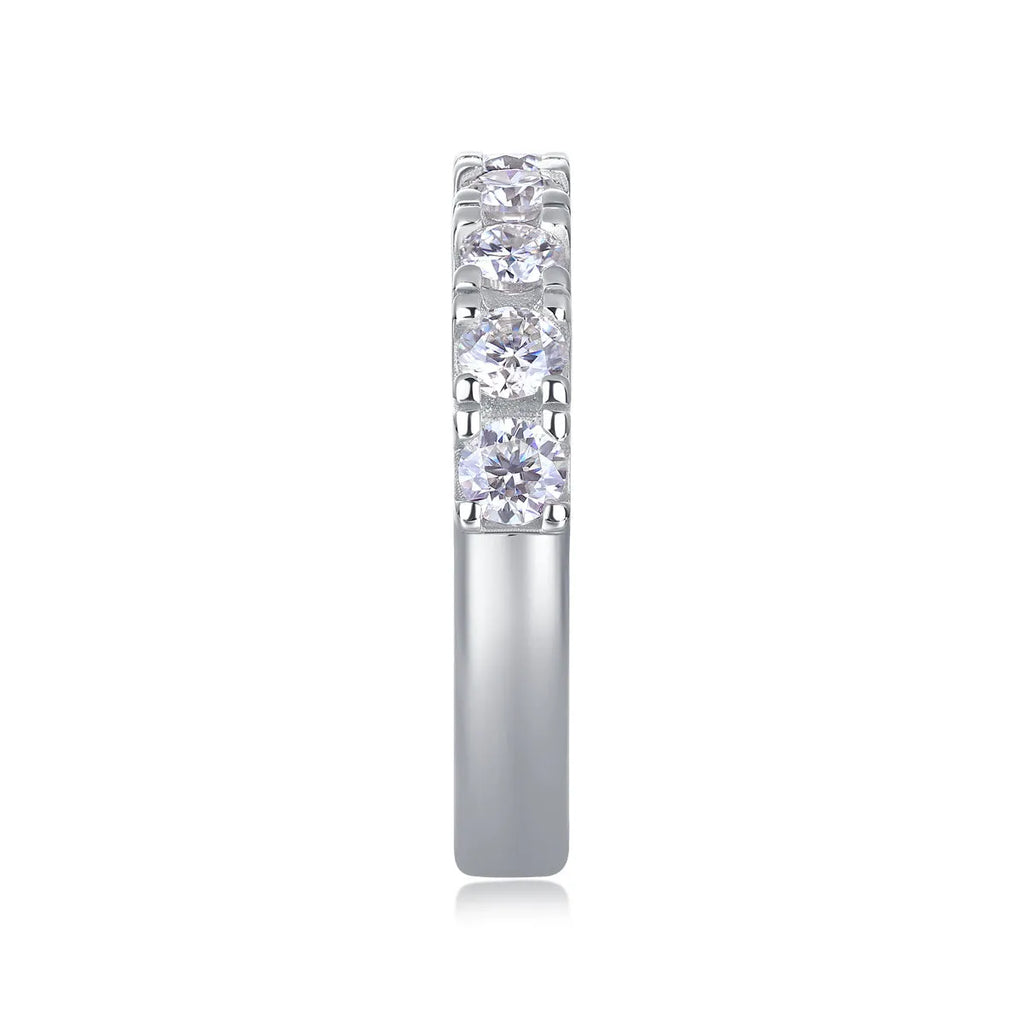 Lucky wedding ring set with 0.1 carat moissanite, S925 silver platinum plated, sizes 5 to 9, gift box