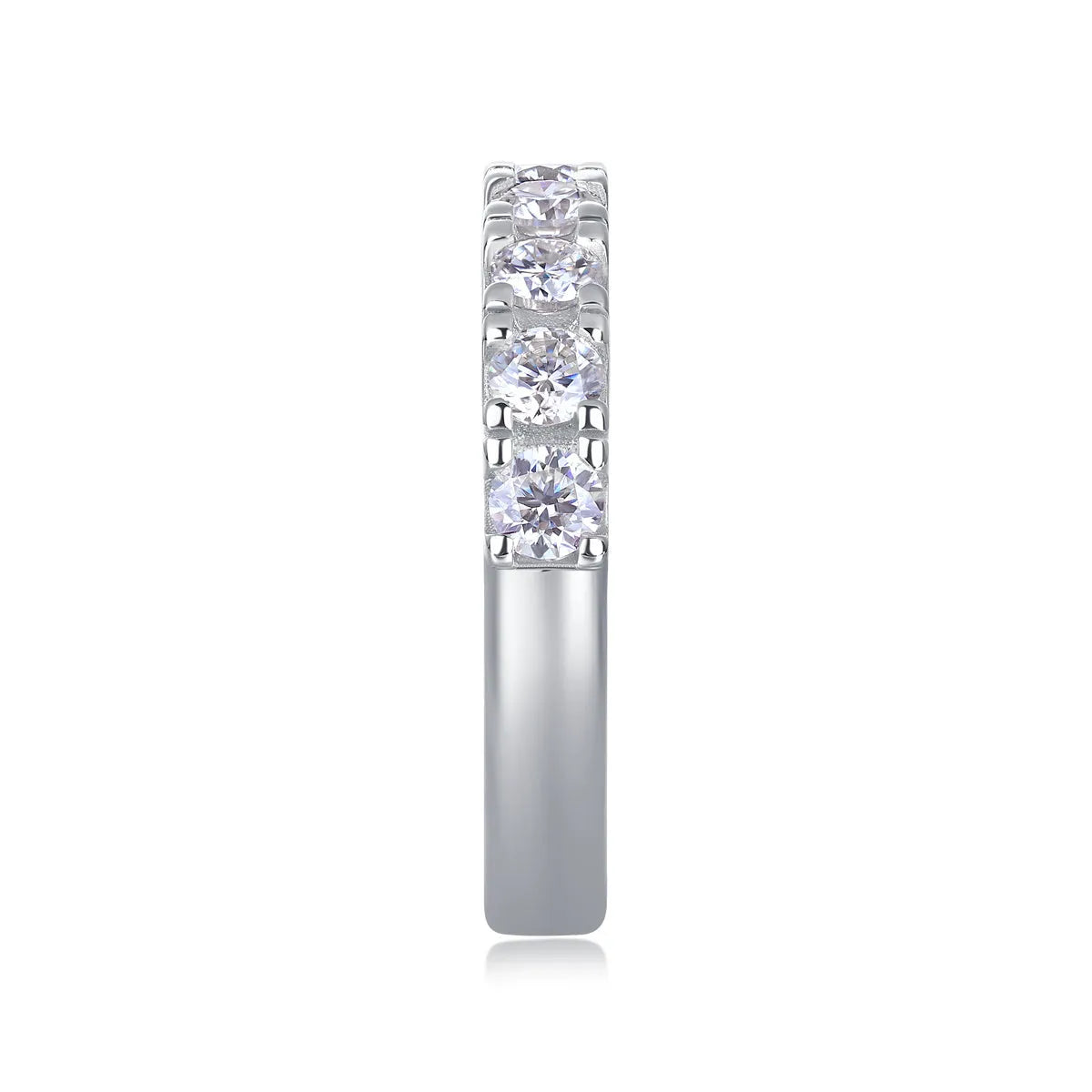 Lucky wedding ring set with 0.1 carat moissanite, S925 silver platinum plated, sizes 5 to 9, gift box