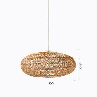 Hand-woven rattan chandelier with straw willow lampshade, ceiling light for 15-30 sqm rooms, brown and grey options