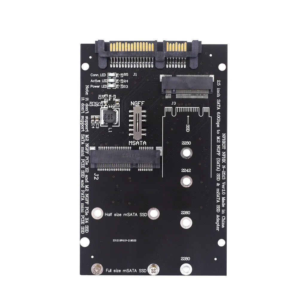 SATA3 to M.2 NGFF mSATA SSD conversion adapter board measuring 50mm x 30mm in black or blue colour