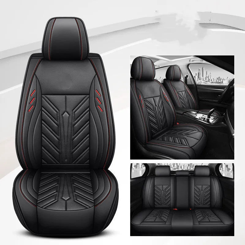 Full-leather car seat cushion with contrasting stitching in multiple colour options