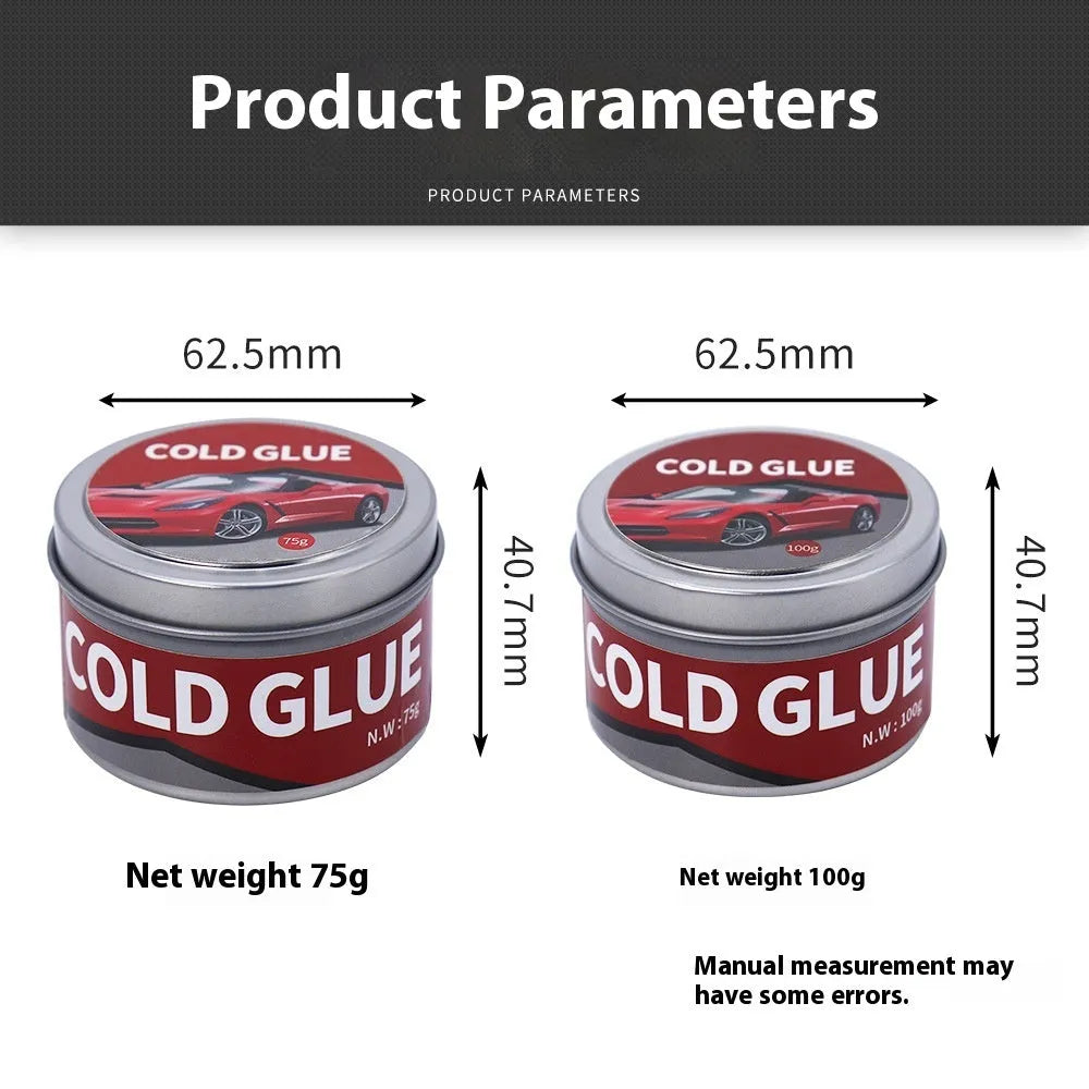 Tube of cold glue for car dent repair, 75g or 100g size, for automobile depression fixes