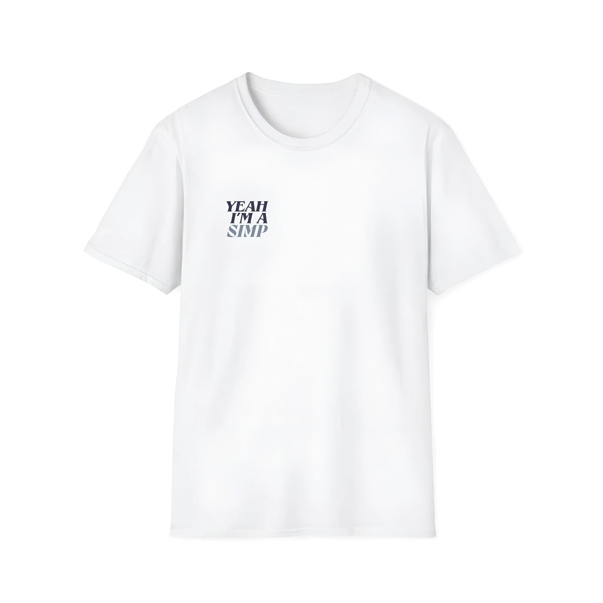 White loose short sleeve round neck T-shirt for men and women, polyester, straight leisure cut, printed design, sizes S to 3XL.