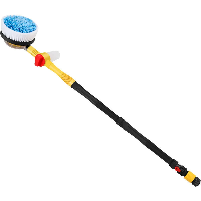 Yellow car wash mop cleaning tool with Chenille brush head and hydraulic adjustment gears