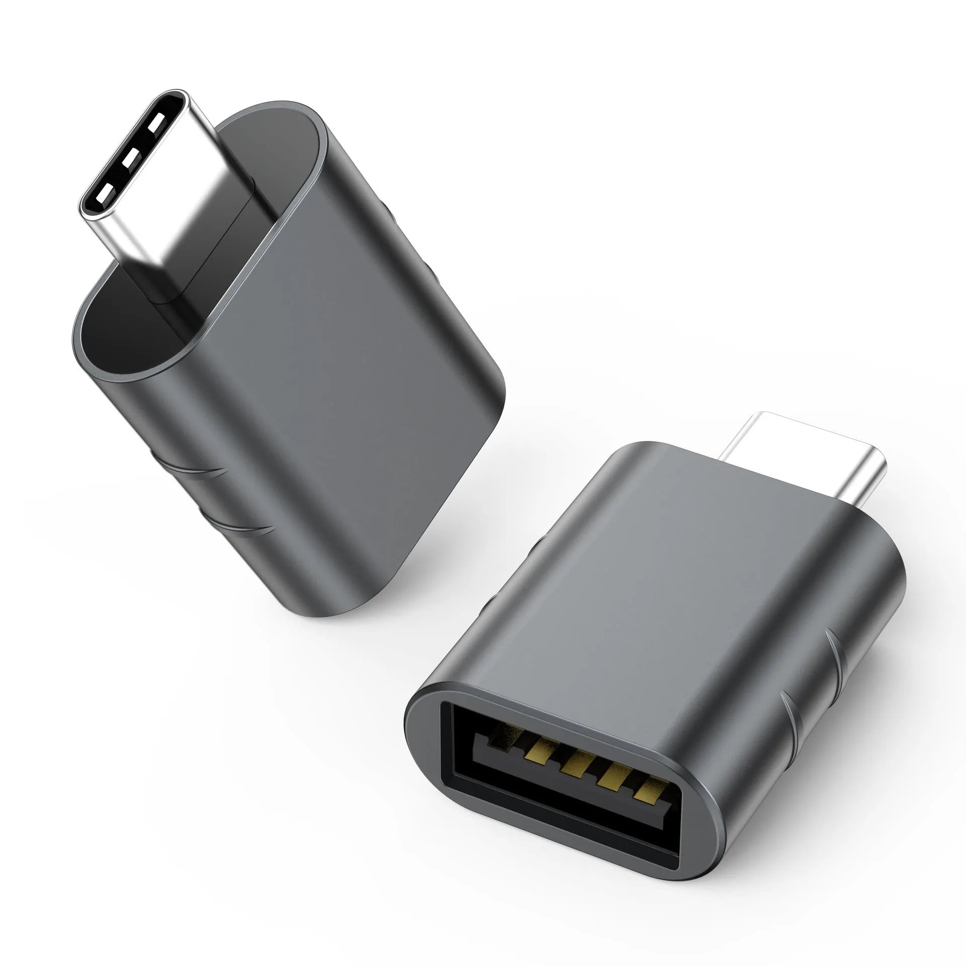 USB data and charging converter adapter with zinc alloy shell in multiple colour options.