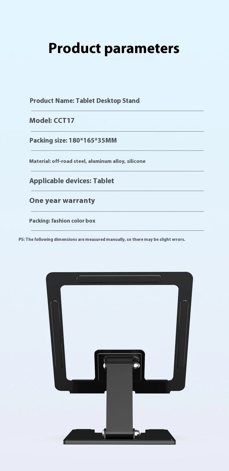 Foldable rotating alloy laptop stand bracket for notebooks, flat desktop multi-angle riser in black or silver