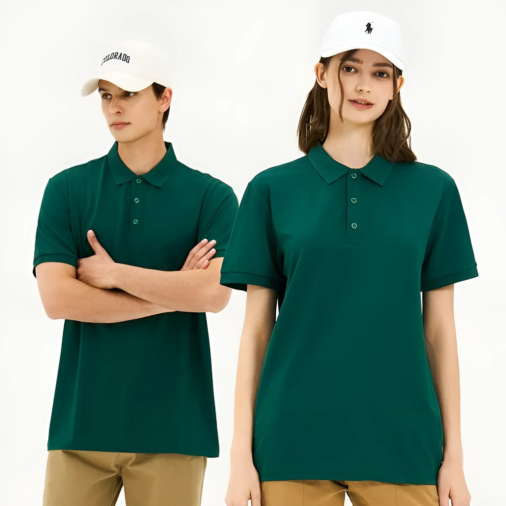 7A Antibacterial Business Lapel Polo Shirt Short Sleeve in Black, White, and Navy Blue
