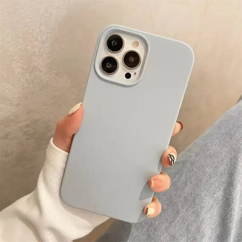 All-inclusive liquid silicone phone case for Apple iPhone, frosted finish, available in six colours