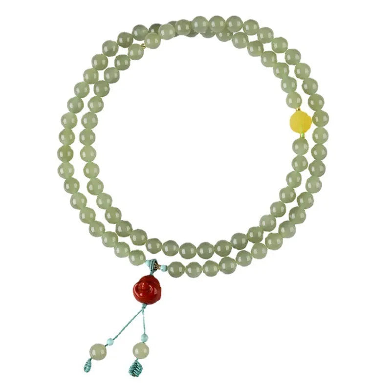 Pale blue Hetian jade bracelet with three circle design measuring 6mm diameter