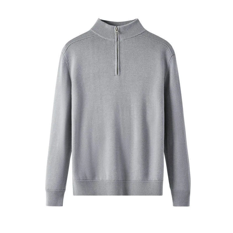 Casual thickened wool sweater in slim fit with long sleeves, shown in various colours including black and light grey
