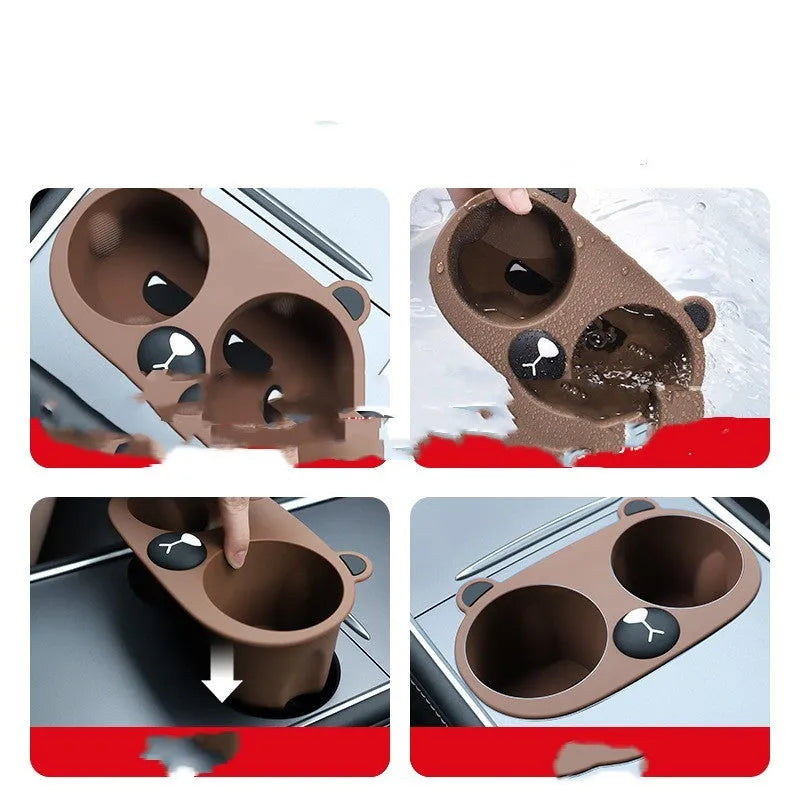 Silicone cup holder limiter in grey colour showing flexible design for car central control applications