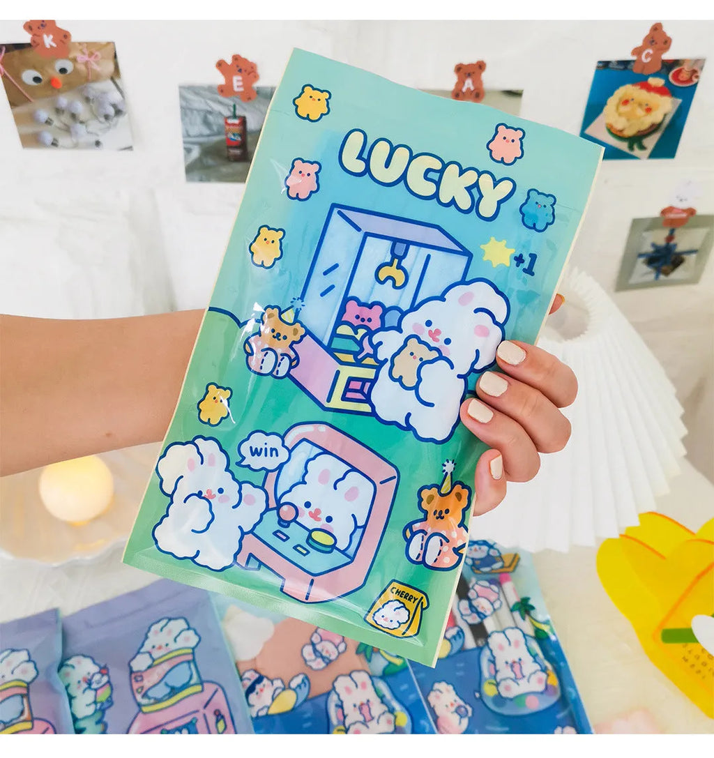 Rabbit-themed sealing pocket packaging bag in rectangular shape with double-layer 8 silk construction