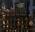 Halloween themed countdown box with plastic and resin construction for Christmas advent calendar use