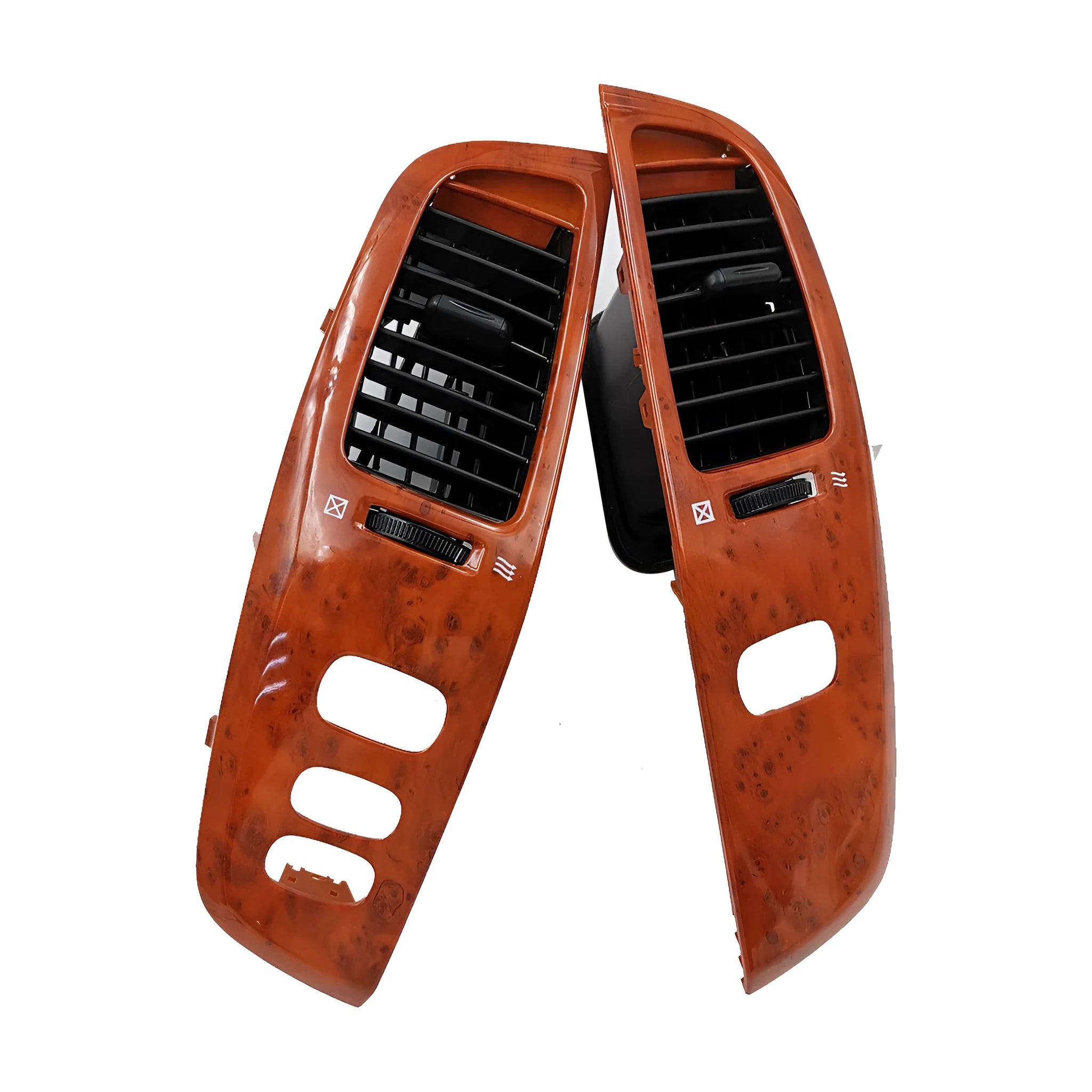 Peach wood coloured ABS plastic air outlet decorative panel.