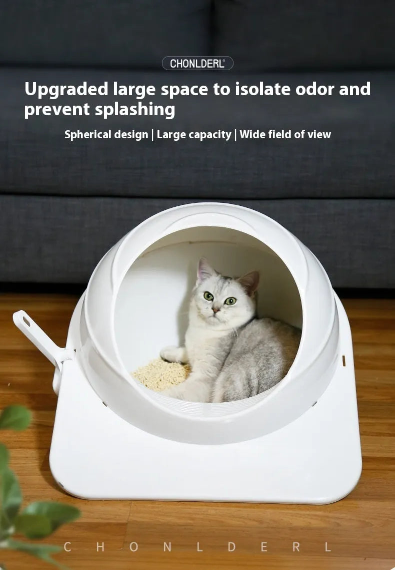 Large enclosed cat litter box in Ariston colour with covered design for odour control