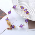 Purple crystal bracelet with cherry flower design and micro-inlaid amethyst details