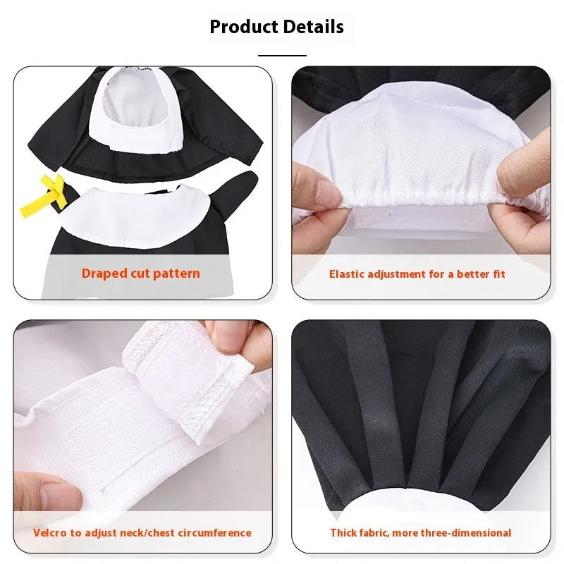 Black polyester nun costume for small pets with free size design for Halloween dressing