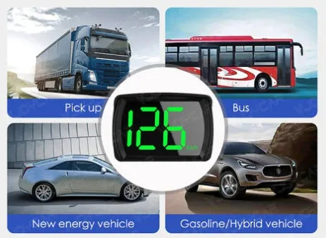 Universal USB head-up display speedometer with white or green readout and KMH or MPH modes
