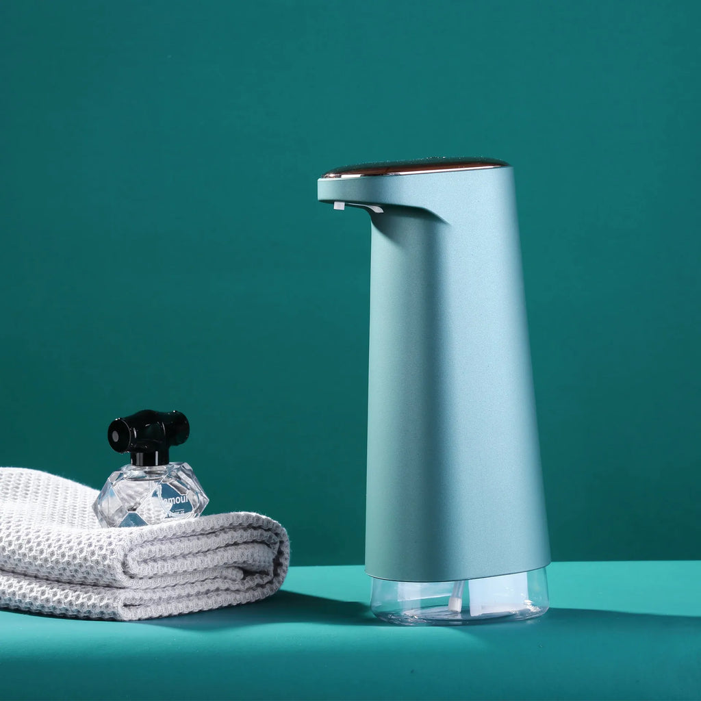 Automatic foam soap dispenser with infrared sensor in white, pink, green, or dark green colours