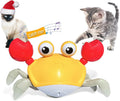 Blue or red crawling crab dog toy with lights, measuring 21.5cm long, for interactive pet play