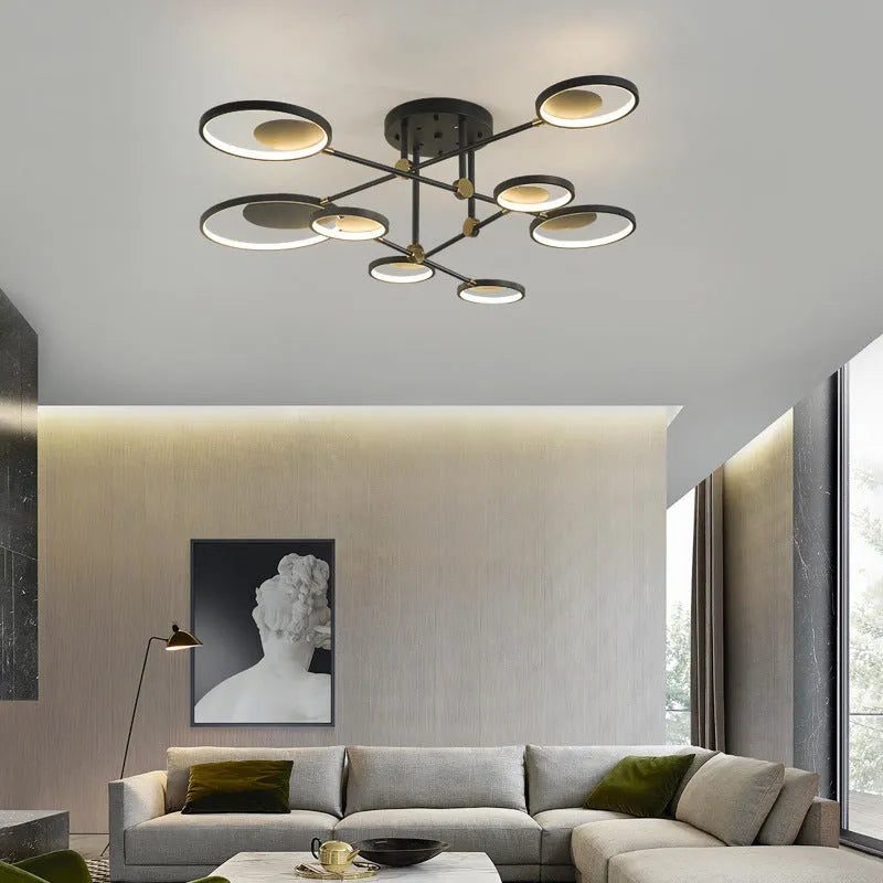 720mm glass LED ceiling light with three colour settings and 4, 6 or 8 head caps, 220V, EU CE certified