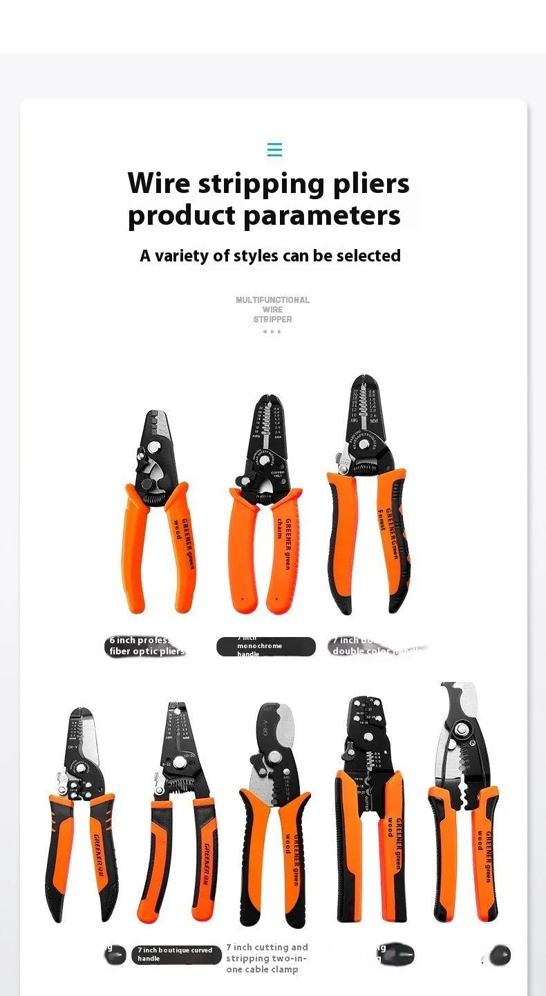 Fully automatic wire stripping pliers with box-mounted design and high carbon steel blades