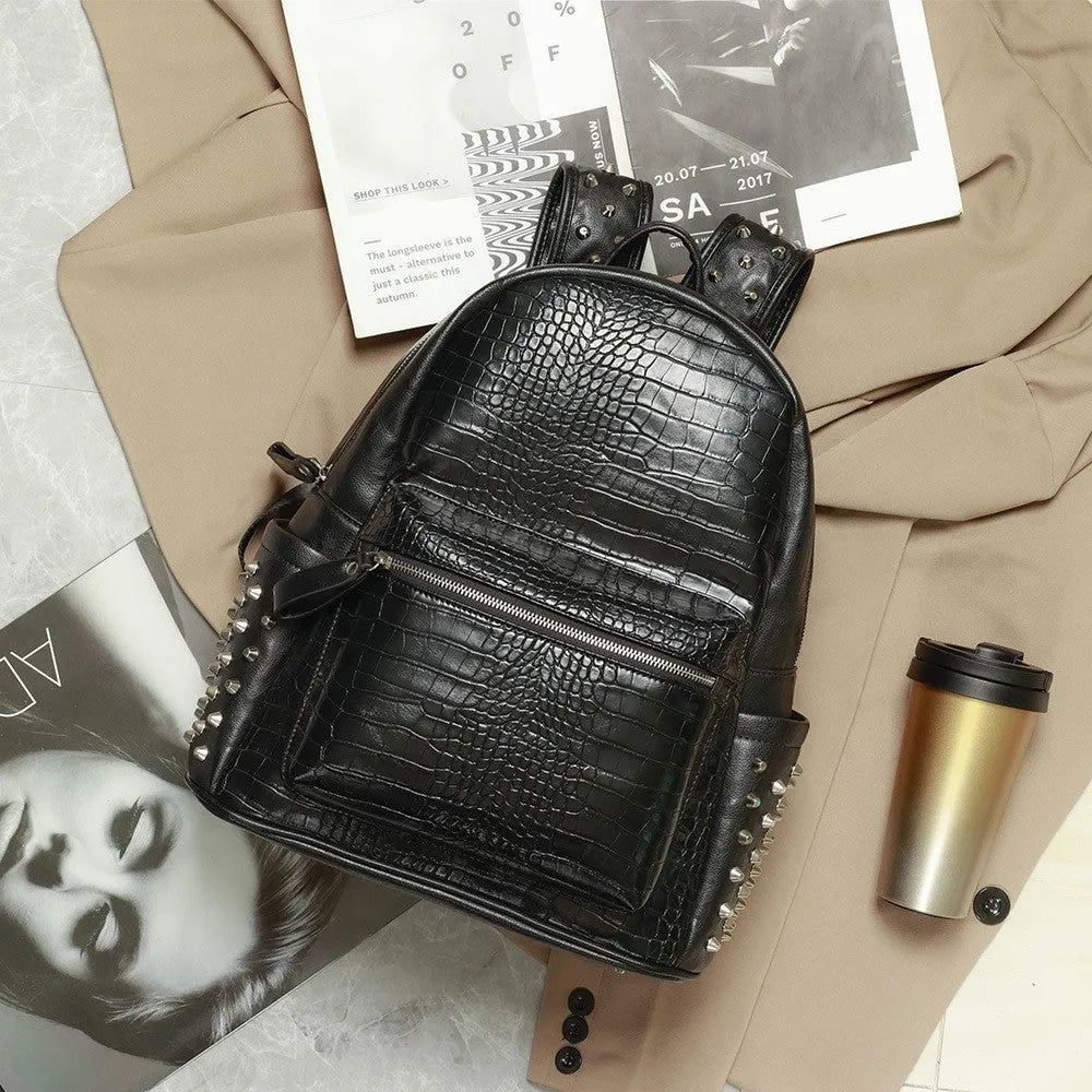 Black waterproof computer schoolbag with 36-55L capacity and oil wax leather finish