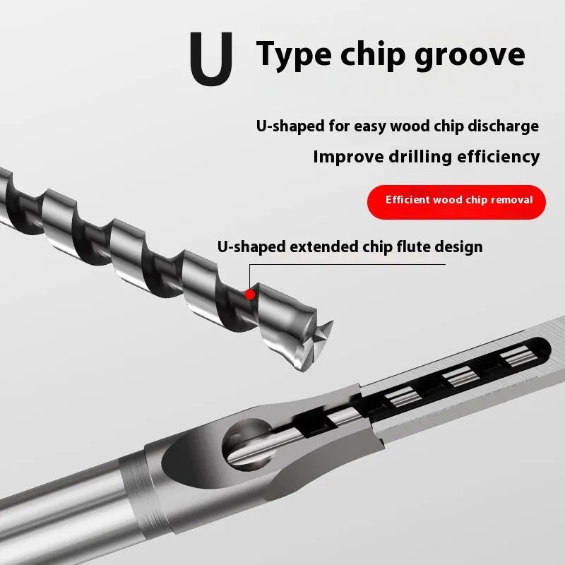 12.7mm carbon steel square hole drill bit and tapper set for woodworking.