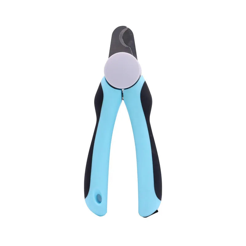 Blue dog nail clippers with safety guard for large dogs, 16.8 cm long