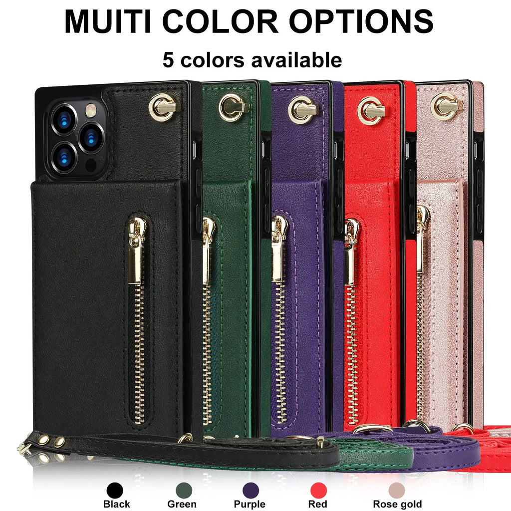 Mobile phone case in black with TPU and leather construction for iPhone 13 model