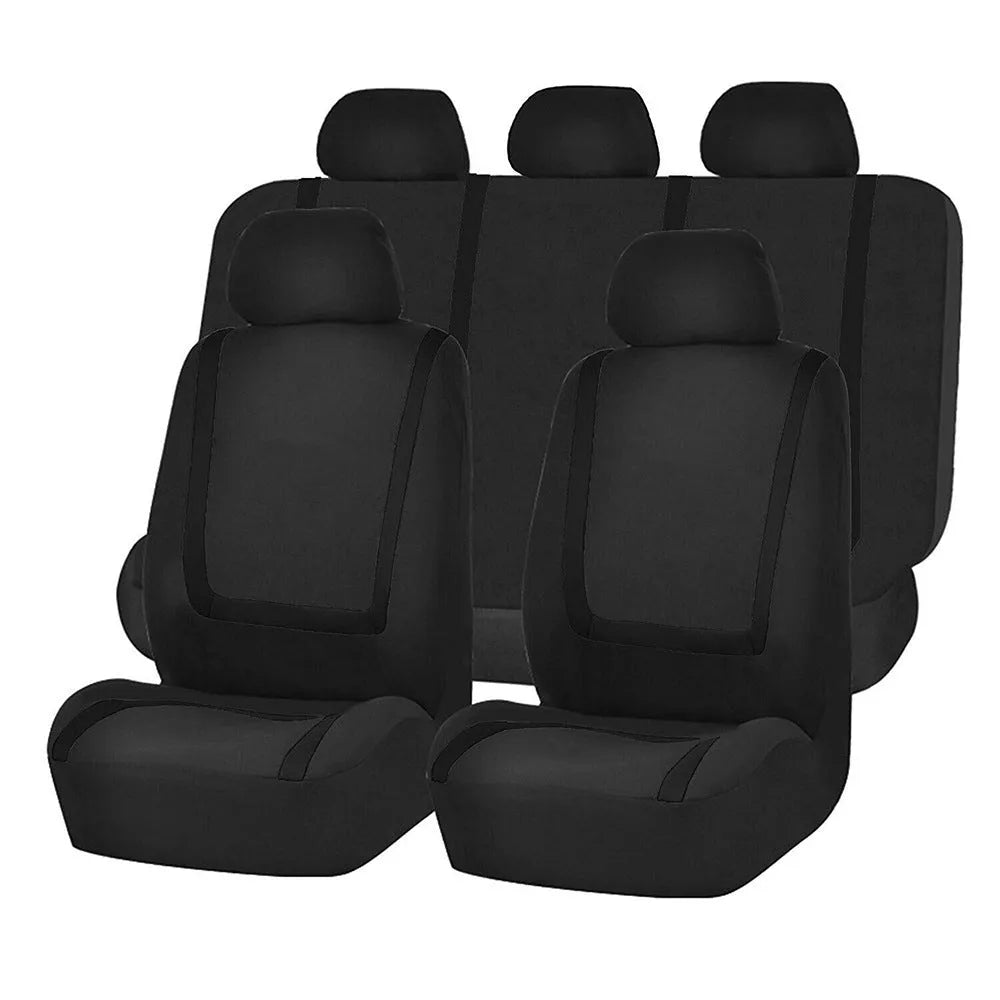 Fully enclosed car seat cover set with headrest covers 29x32cm and front covers 56x116cm in beige black colour