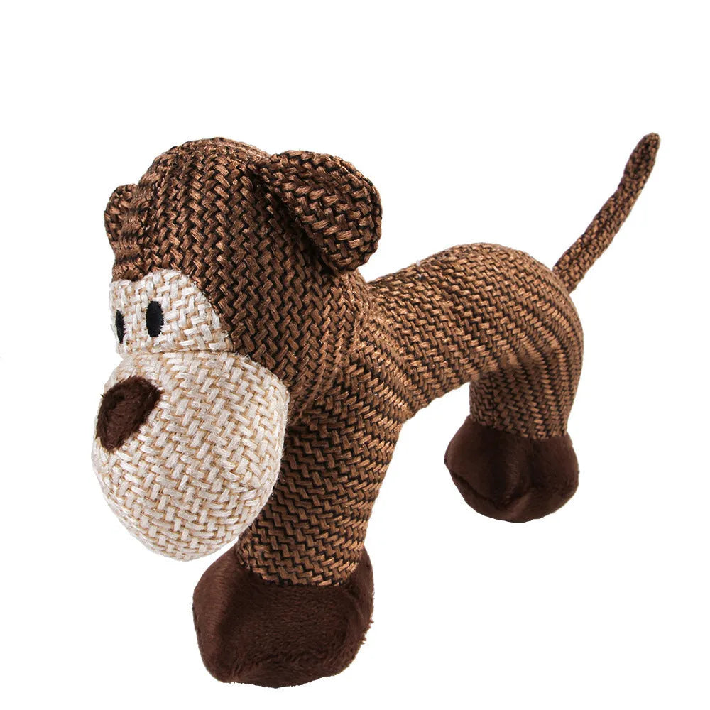 Large dog squeaky plush toy with cotton-reinforced construction for medium to large breed dogs