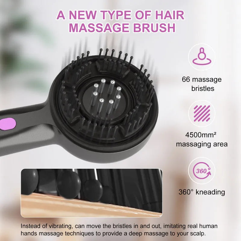 Grey USB head massager with mechanical control and anti-leak design for scalp vibration therapy
