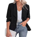 Slim fit polyester cardigan jacket in black, white or wine red with long sleeves