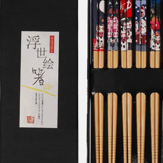 Five-colour Japanese bamboo chopsticks set with sisal polishing and 23cm length