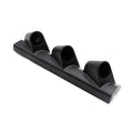 Black ABS plastic instrument stand with three mounting holes for 52mm racing gauges in right-drive configuration