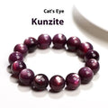 Purple lepidolite crystal bracelet with round polished beads in various sizes from 6-15mm on a wrist.