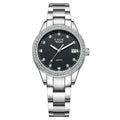 Fashion Girl Quartz Watch with round 34mm dial, diamond-encrusted bezel, and luminous hands in silver colour options